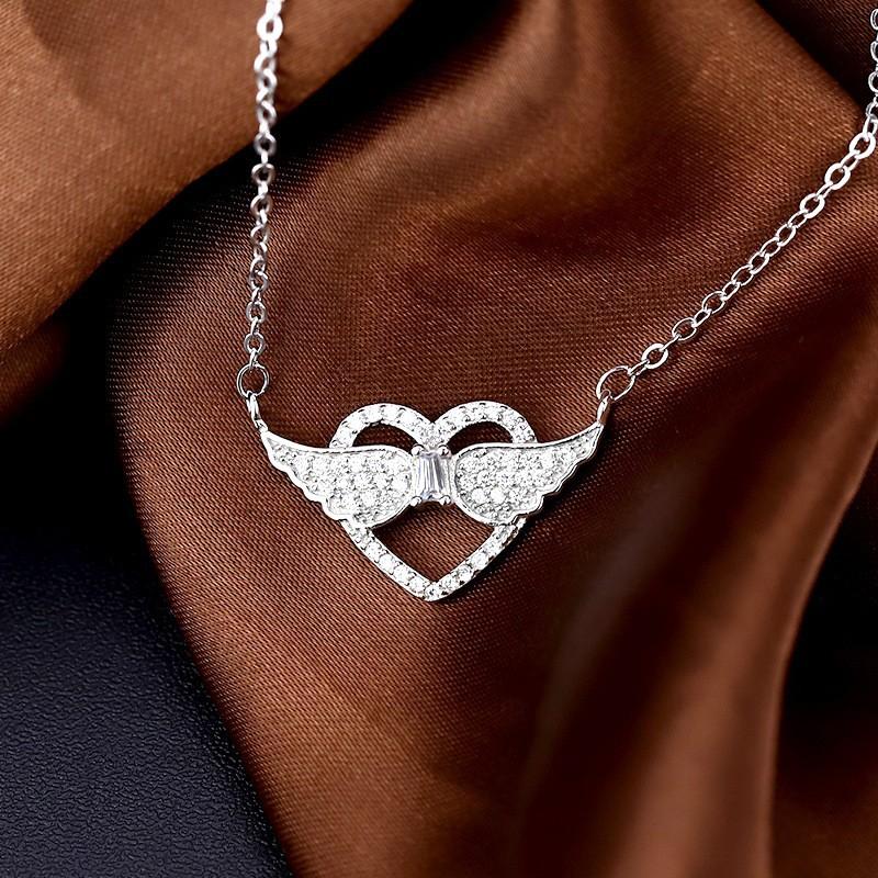

Ожерелье с микровставкой из циркония в форме сердца, цепочка на ключицу, крылья ангела, прочная цепочка, ювелирное изделие