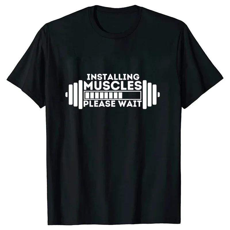 2023 Sommer T-Shirt für Herren Top Mode Harajuku Streetwear Herren Damen T-Shirts T-Shirts Muskeln aufbauen Bitte warten Y2K Tops