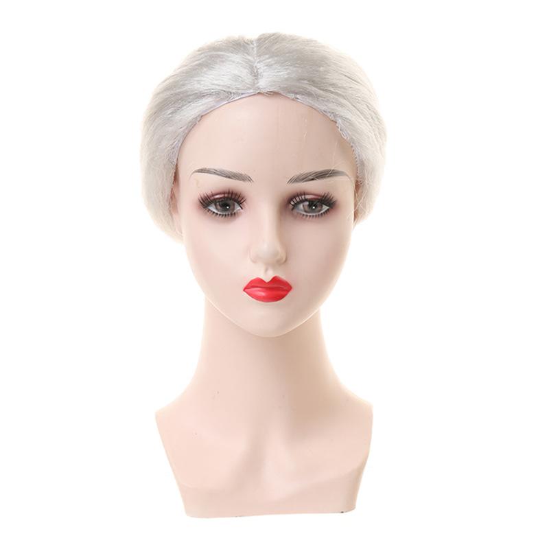 Graue Opa Oma Perücke Ältere Vermieterin Stil Realistisches Kostüm Haar für Cosplay Rollenspiel Party Bühnenauftritt