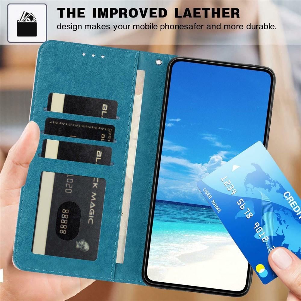 Portemonnaie-Hülle für Galaxy A55 5G - Leder/PU, Blau, Mit Lanyard