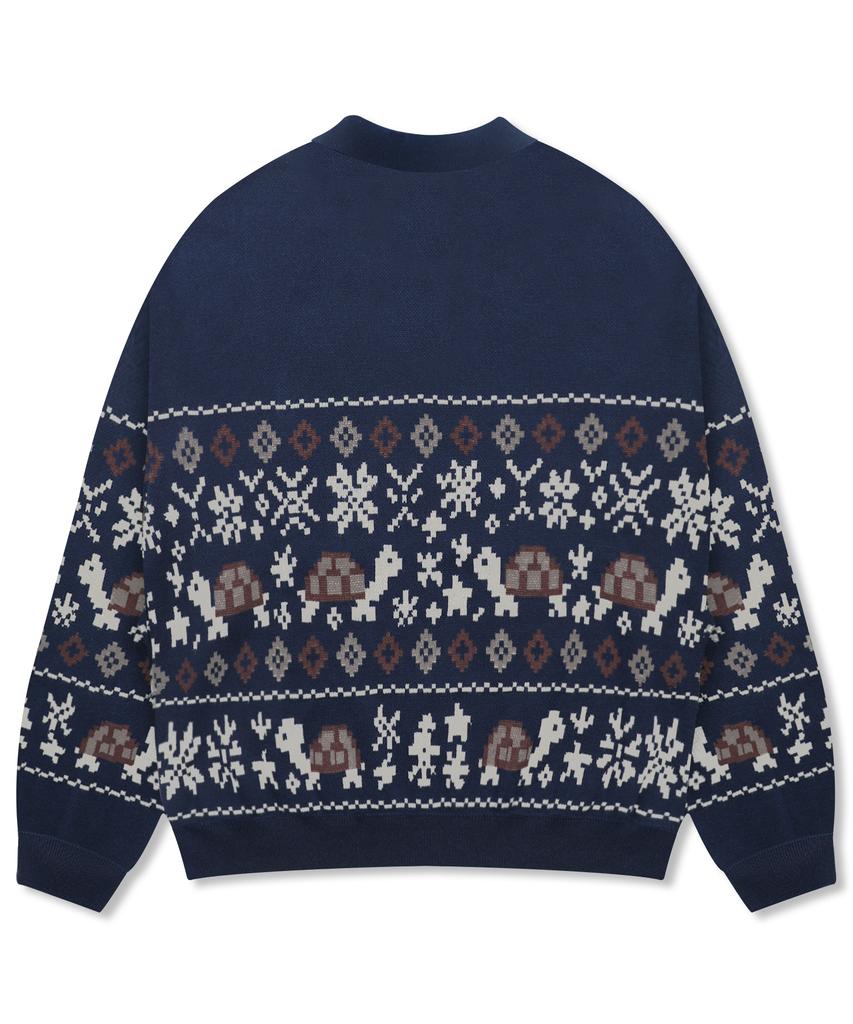 GLACK Gnt049 Turtles Fair Isle Nordic Knit (Navy)