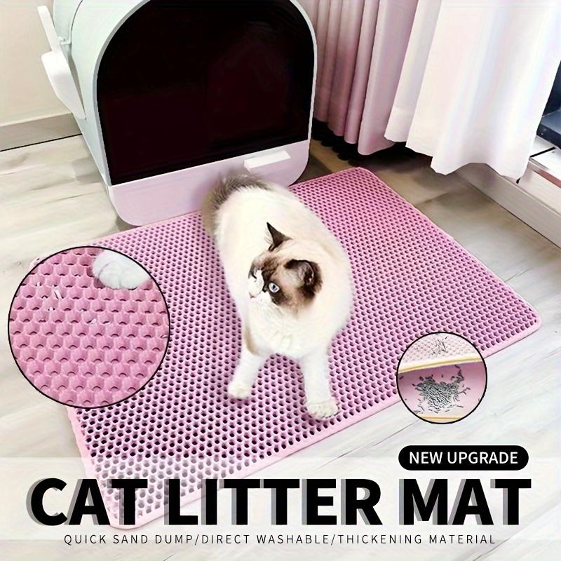 1pcs Large Honeycomb Cat Litter Mat Dual-Layer Waterproof  Easy To Clean Scatter Control Rug for Kitty Litter Box Urine-Proof & Effortless Maintenance