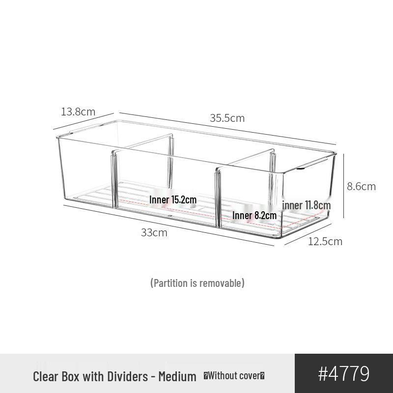 Extra dlouhá 40cm průhledná úzká úložná krabička, šířka 15cm, vodotěsný organizér do zásuvky
