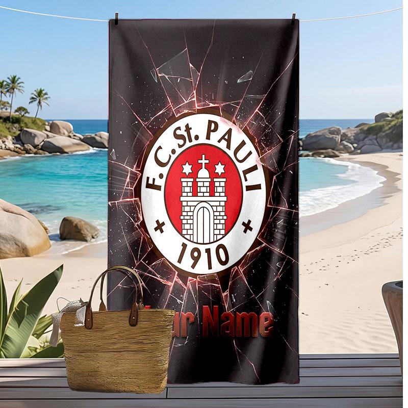 FC St. Pauli Personalisier Handtuch Fußball Logo Unterstützung Benutzerdefinierter Name Text Saugfähiges Handtuch Für Sport Reisen Besonderes Geschenk