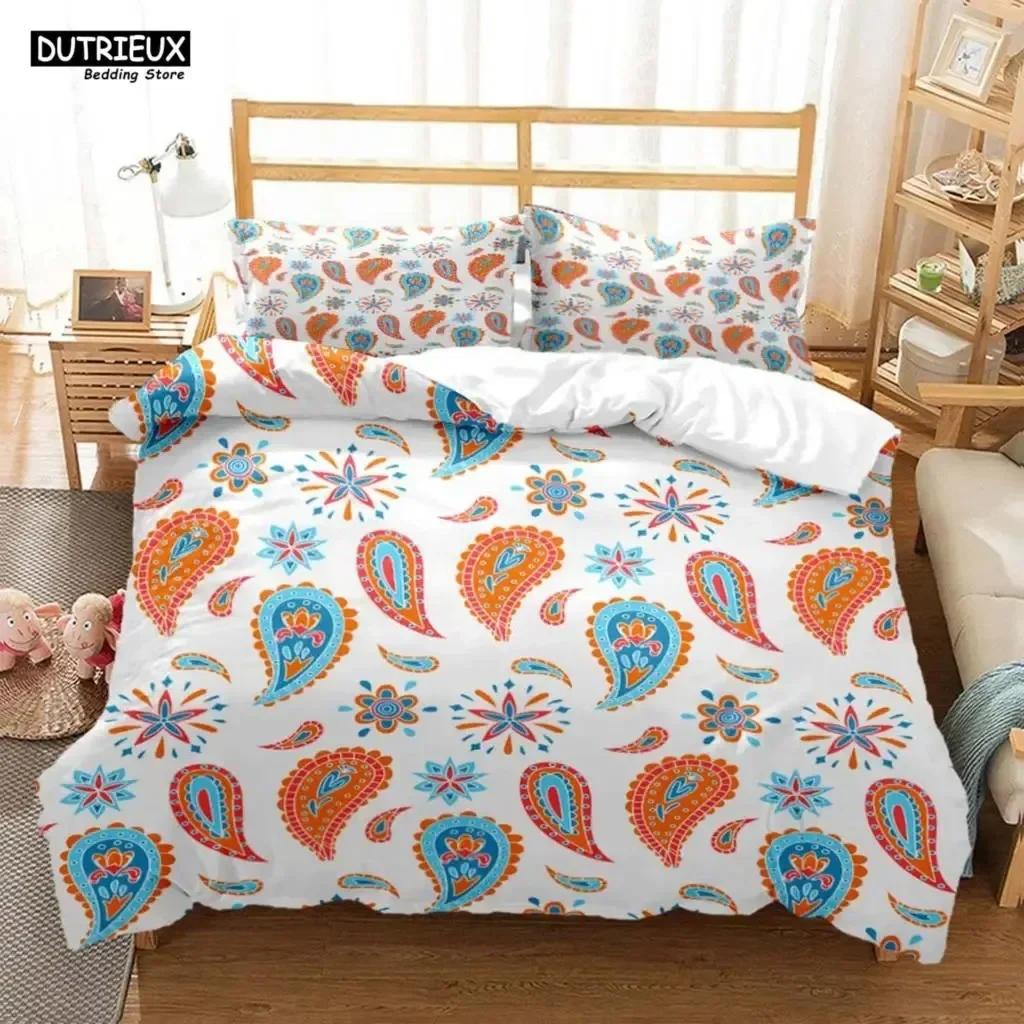 

Paisley Pattern Ethnic Style Bedding Set Bedroom Soft Modern Bedspreads Comefortable Kids Duvet Cover Quilt Cover And Pillowcase EU Single(135*200cm)3pcs