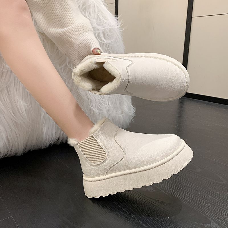 Plush Platform Ladies Shoes Large Size Warm Round Toe Women's Snow Boots Y2k Trend 2025 Fashion Chic and Elegant Booties Sale