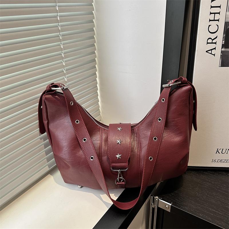 Yogodlns New Casual Fashion Hobos Bags for Women Retro Sling-shoulder Crossbody Bag Versatile Ladies Purse High Quality PU Leather Handbag