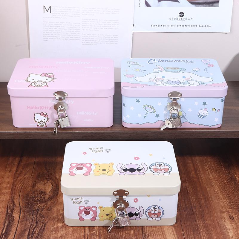 1Pc Lockable Storage Box Desktop Home Use Tinplate Can Money Box For Kids Waterproof Portable Secret Safe Box
