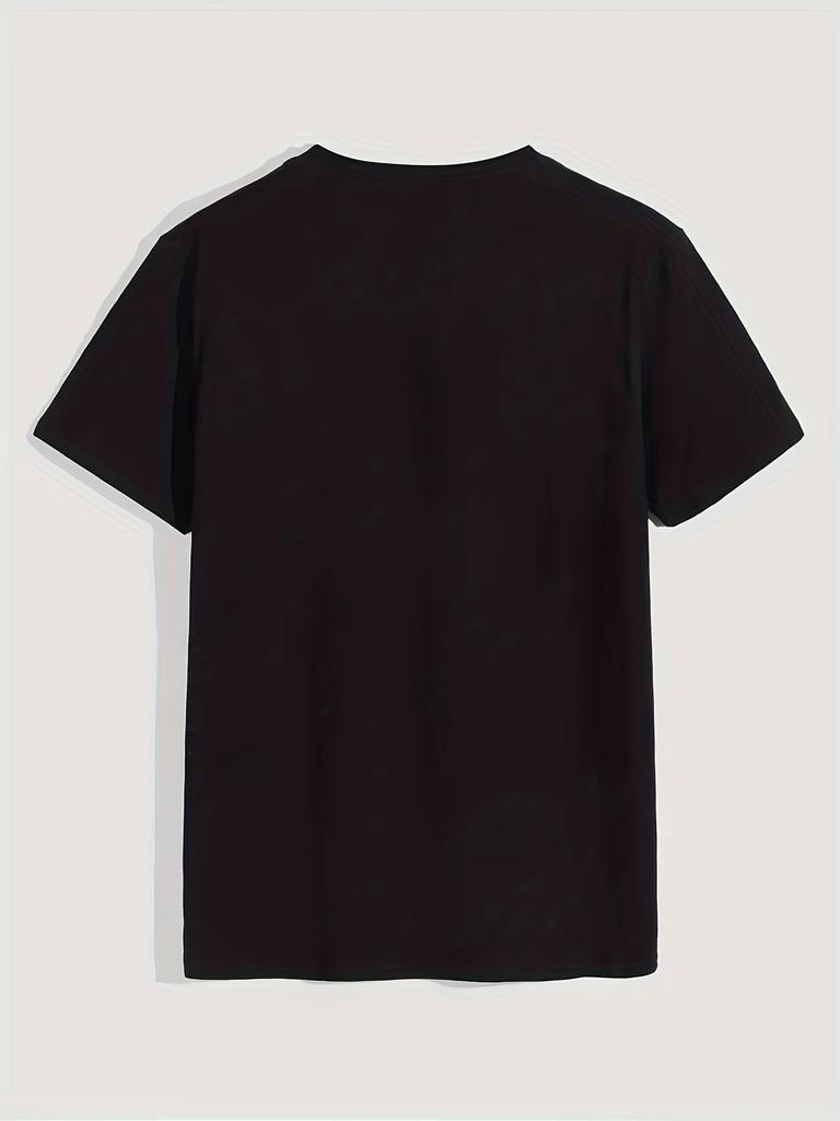 Summer Casual Loose Size 100% Cotton Black Print Round Neck Short Sleeve Classic Simplicity Men's T-shirts