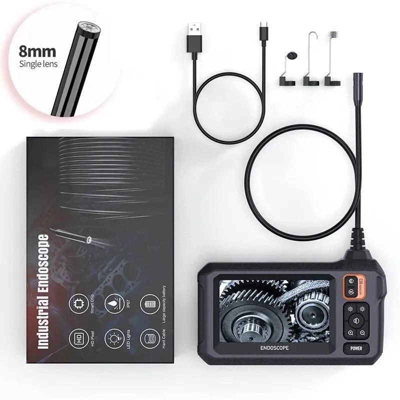 Cameră endoscop industrial 8mm HD1080P 4.3 inch IPS Ecran mare 1080P HD Cameră pentru reparații auto IP67 Curea impermeabilă 8 lumini LED