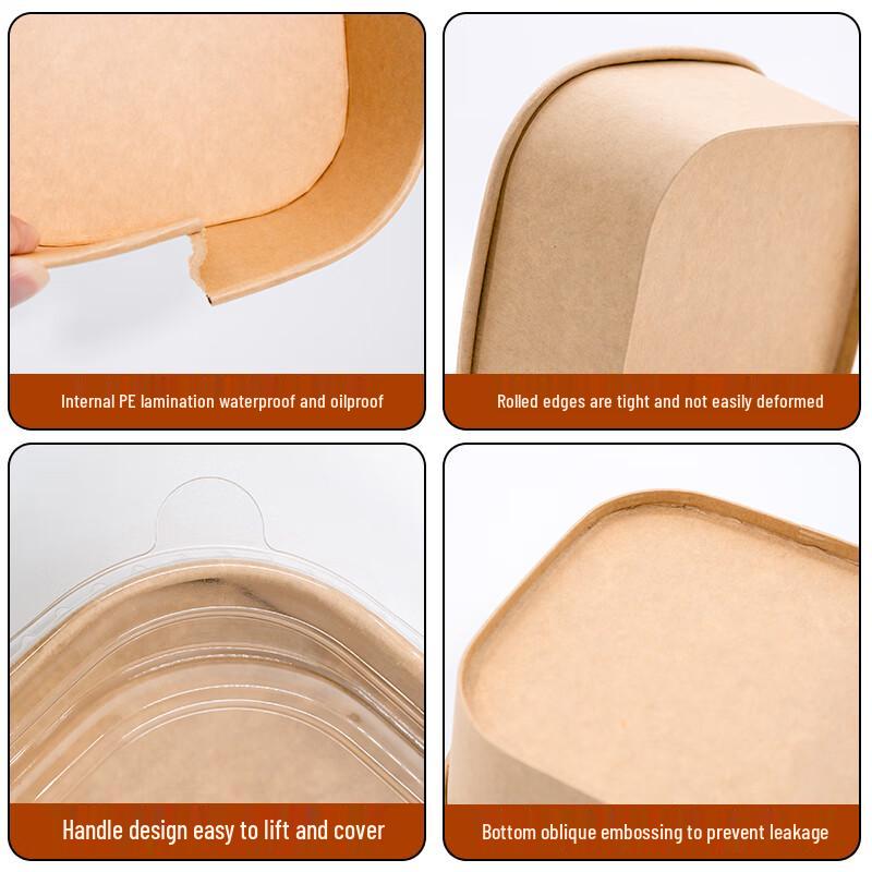 Disposable Kraft Square Takeout Boxes with PP Lids
