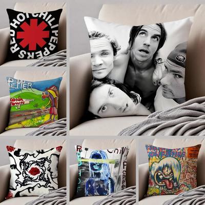 Red Hot Chili PPeppers Band Cushion Cover Throw Pillow Cover Hidden Button Durable Polyester Chair Cushion