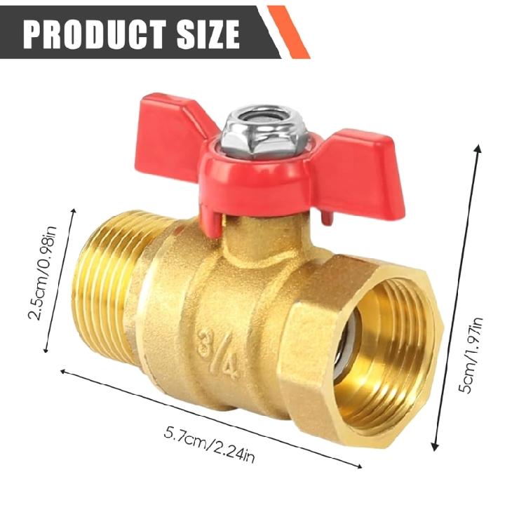 Space Saving 3/4Inch Female Male Thread Brass Ball Valves Replacement Two Way Shut Off Valves With Butterfly Handle