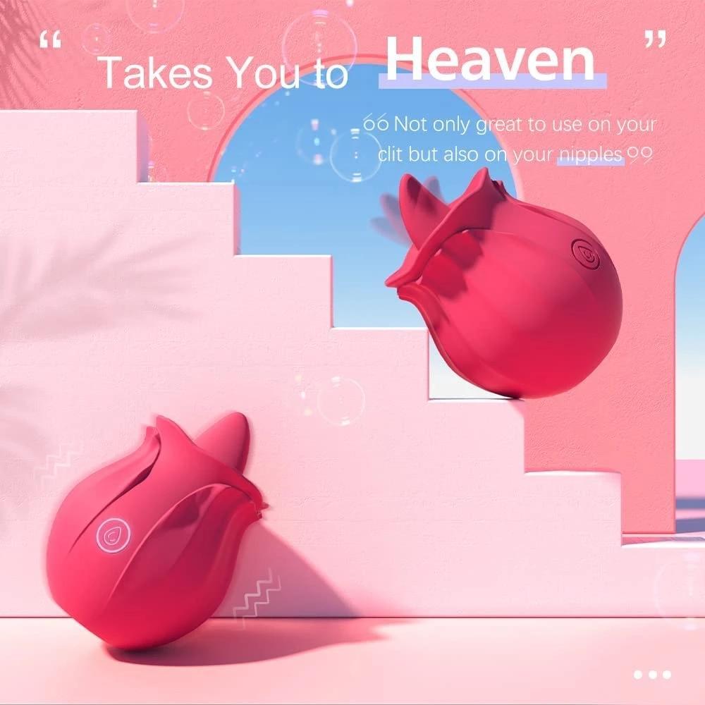 Rose Sex Toy with Tongue Licking Vibrator for Women G Spot Nipple Stimulation Rechargeable Vibrating Machine Clitoral Vibrators