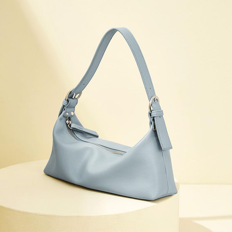 Fashion Women PU Leather Shoulder Bags Solid Color Casual All-match Underarm Bags Elegant Ladies Handbags