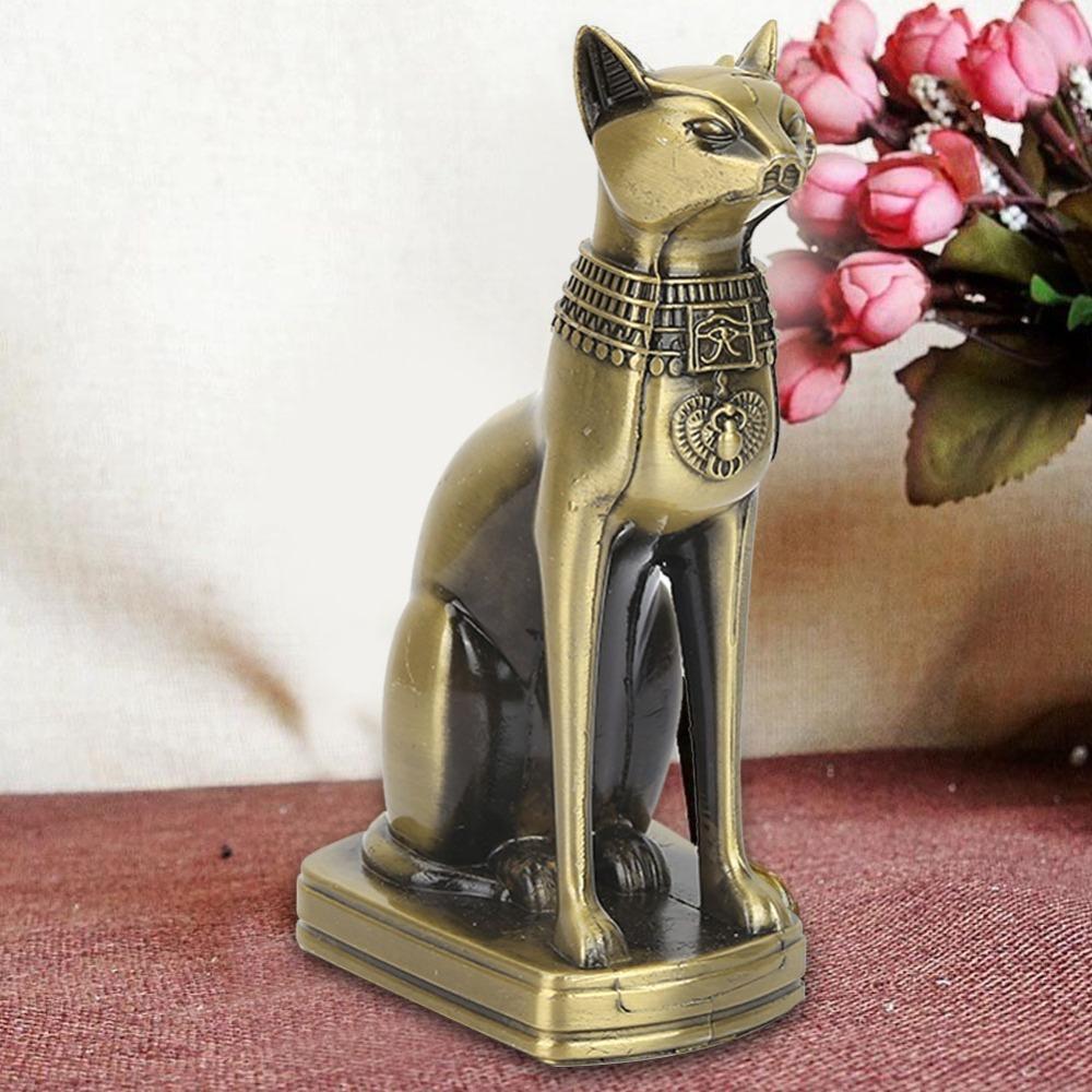 Brass Egyptian Cat Figurine Solid Construction Bastet Statue Egyptian Cat Statue Office Desk