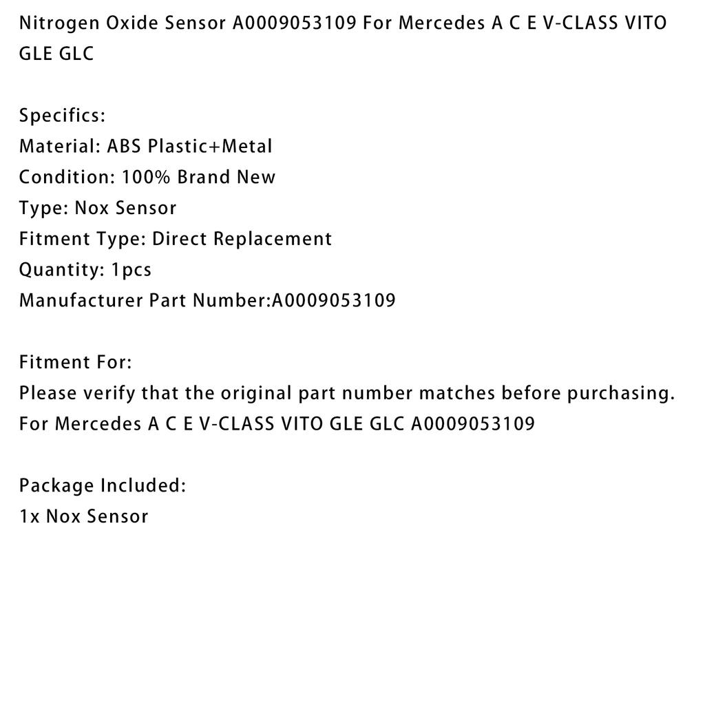 Nitrogen Oxide Sensor A0009053109 For Mercedes A C E V-CLASS VITO GLE GLC