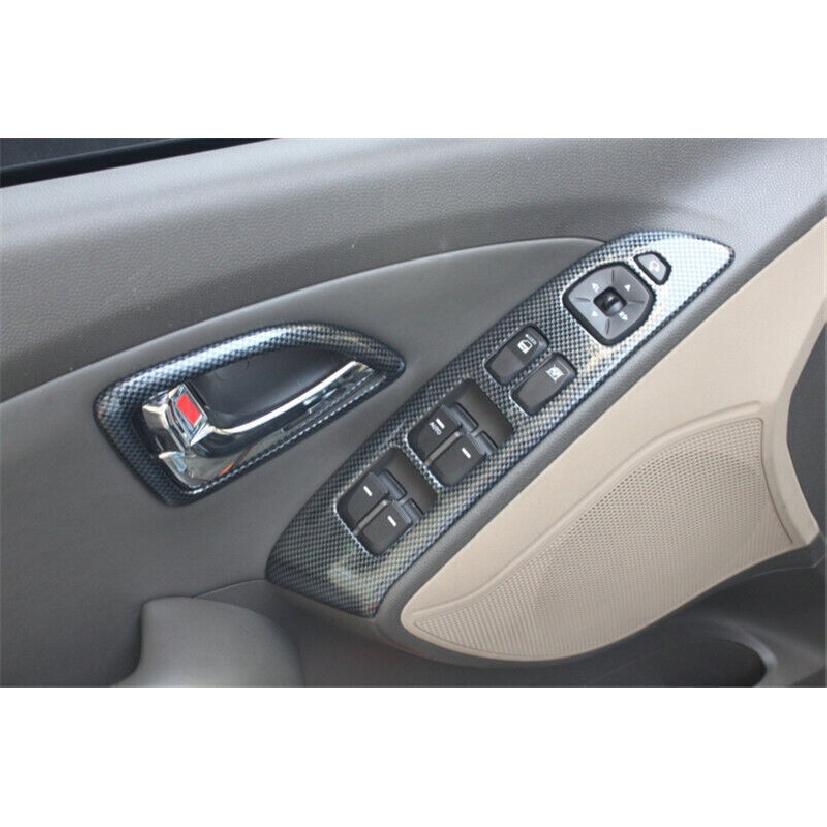 For Hyundai Tucson 2010-2015 Carbon Fiber Car Inner Door Handle Bowl Trim Frame