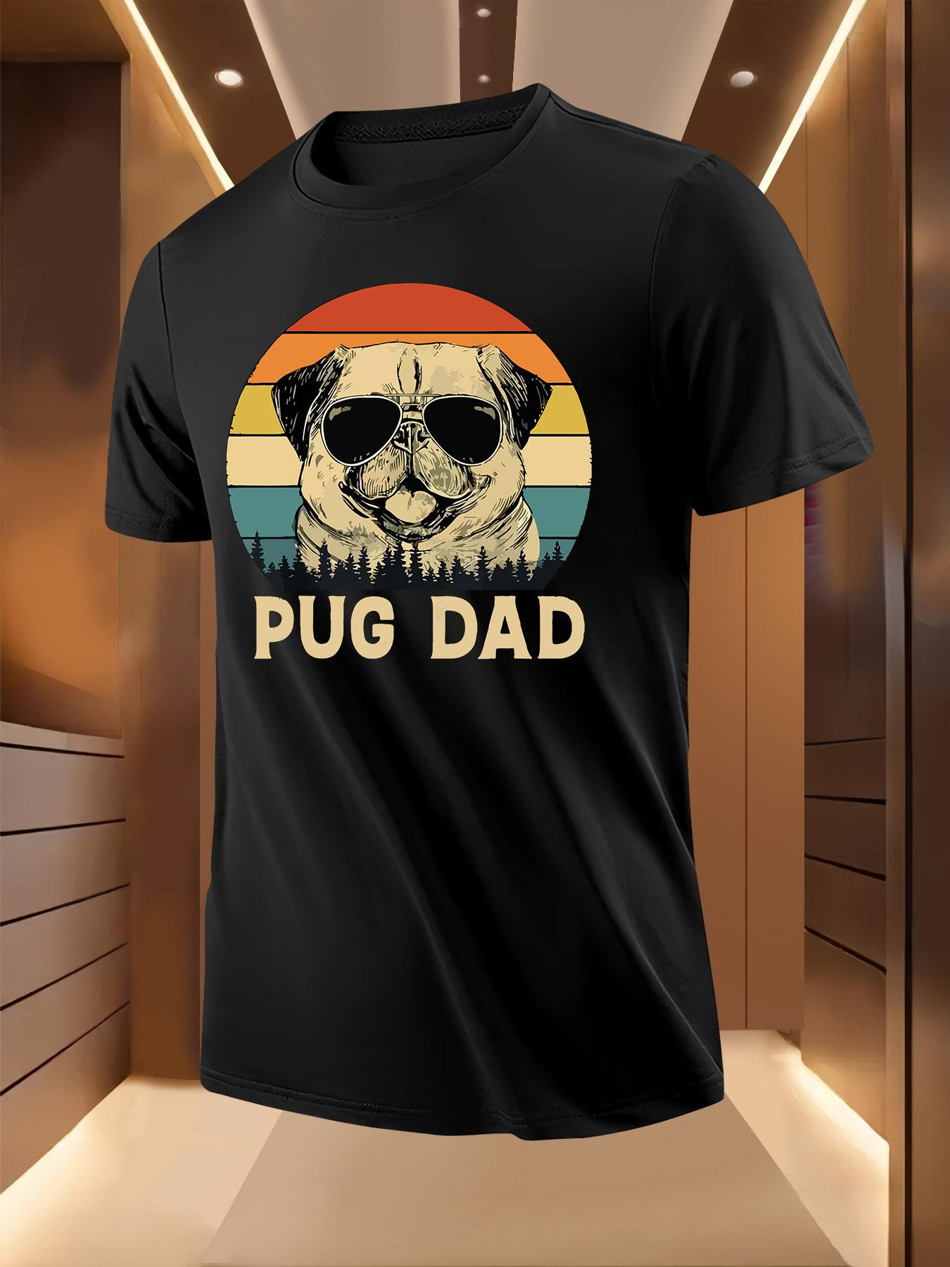 Pug Dad Graphic Tshirt - Casual Summer Short Sleeve Tee... XXXXL