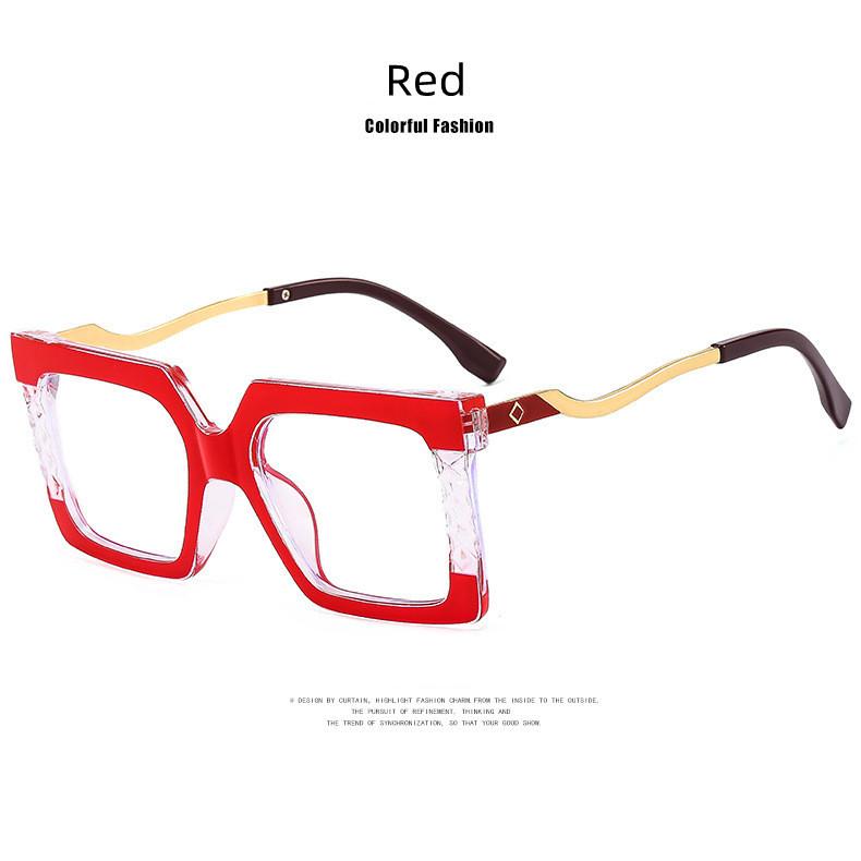 

Fashion Luxury Oversize Square Women Frame Photochromic Anti Blue Light Computer Reading Glasses Patchwork Color Design 0