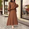 Women's 2024 Spring Puff Sleeve Loose Top & Big Swing Half Skirt Ensemble    