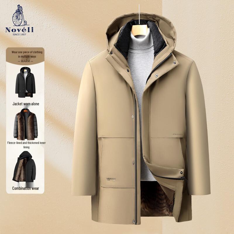 

Men s Winter Plus Velvet Hooded Mid-length Cotton Jacket XL