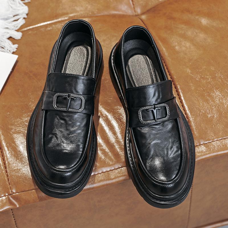 Large Size Doudou Shoes 45 Men'S Flat-Soled Black Soft-Soled Leather Shoes Men'S 46 Thick-Soled Small Leather Shoes 3518-T