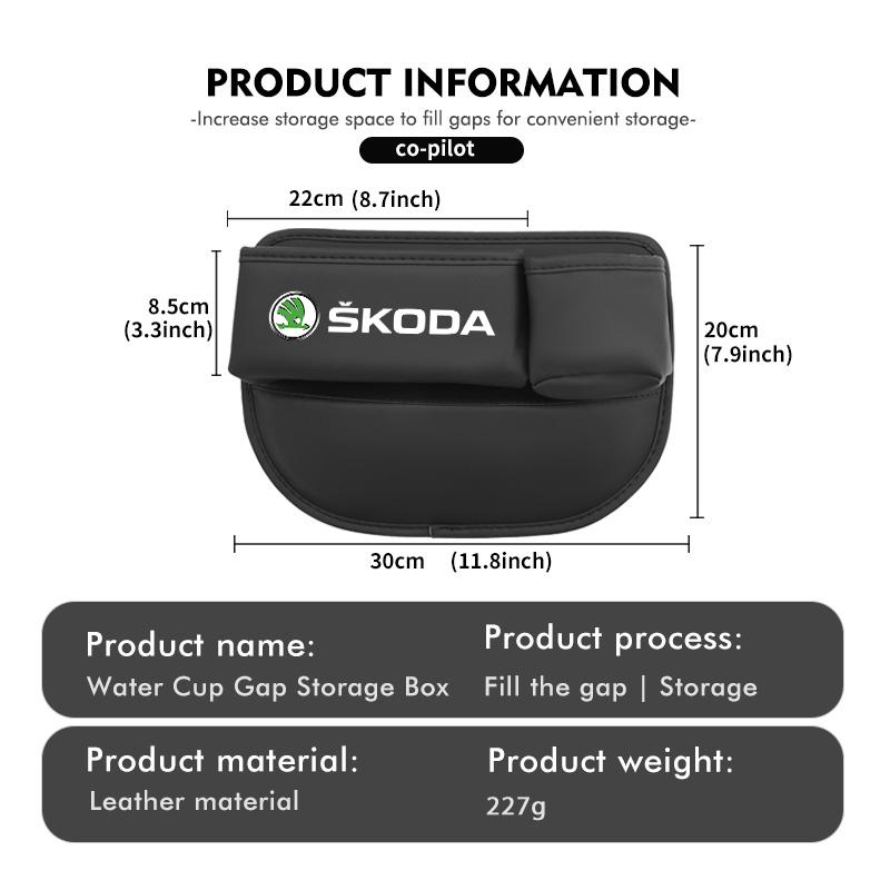 AAABT1 Car Front Seat Crevice Storage Box Pocket Cup Key Phone Holder Accessories For Skoda Octavia Superb RAPID FABIA KAMIQ KAROQ