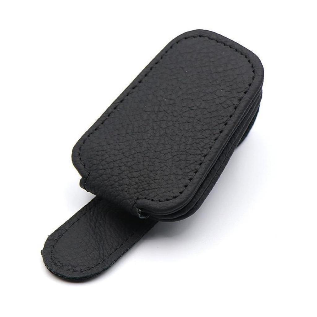 Rotoha Car Eyeglasses Holder Sunglasses Clip PU Leather No Obstruction of Vision Magnetic Easy Installation (Black)