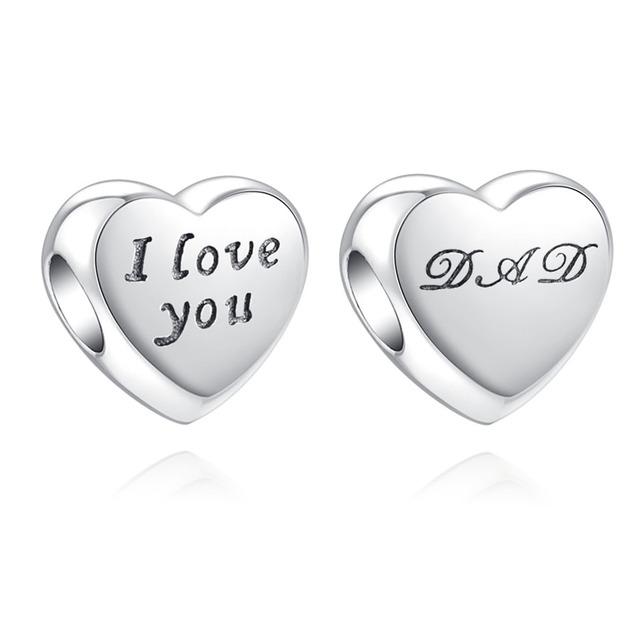New European I Love You Dauther Auntie Cousin Diy Bead Fit Original Charms Silver 925 Bracelet Jewelry Women Acessories