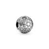 Sterling Silver Round Bead Charm with Geometric Engraved Pattern Compatible with Most Charm Bracelets and Necklaces