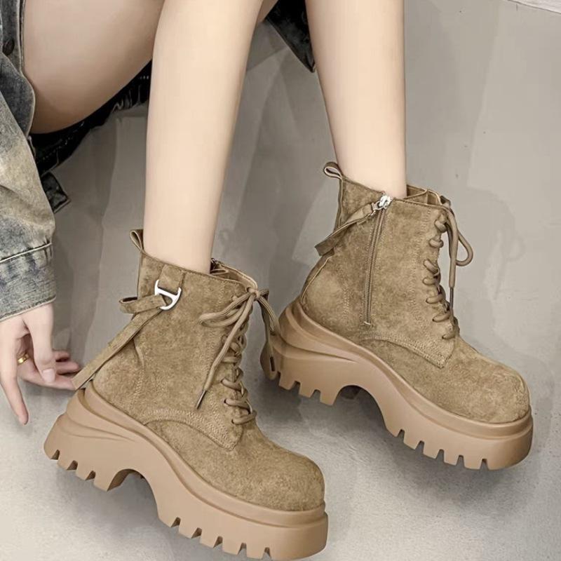 Piattaforma muffin piccola Stivali Martin autunno e inverno nuovi Britannici rialzo locomotive retrò stringati stivaletti corti