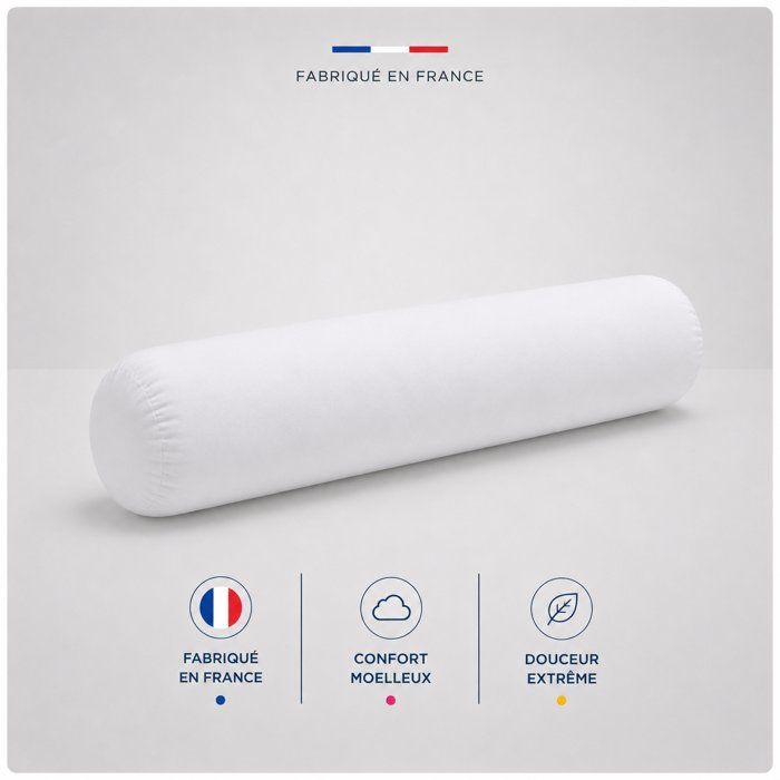 Traversin Microfibre - BLANREVE - 90 cm - Blanc