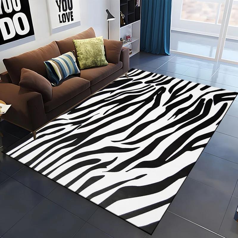 Zebra Stripes Area Rug Animal Skin Print Doormat African Wildlife Animal Carpet for Bedroom Playroom Living Room Soft Floor Mat