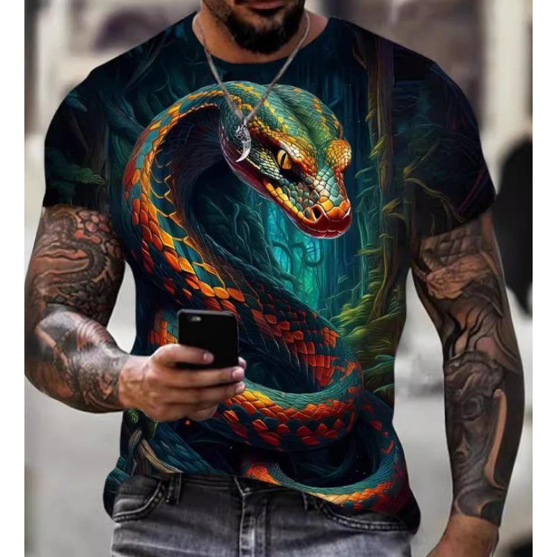 New 3D Printed Men's Round Neck Short Sleeved Casual T-shirt Men's Summer T-shirt