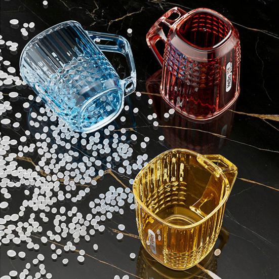 Mouthwash Cup Drop-Resistant Easy To Clean Transparent Bathroom Rinse Cup with Handle Bathroom Accessory