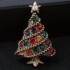Christmas Tree Shape Sparkling Brooch Unisex Vintage Green Rhinestone Plants Party Casual Brooch Pin Gift Accessories for Women