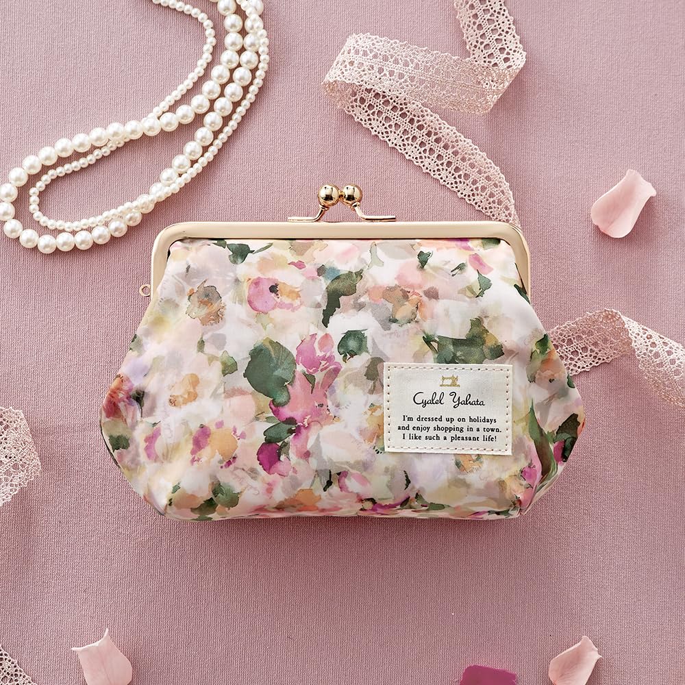 Kosmetisk necessär med Söt och Fristående Blommig Tillverkad i Japan Blomma Damlås, Snygg, Tryck, (Marmorrosa)