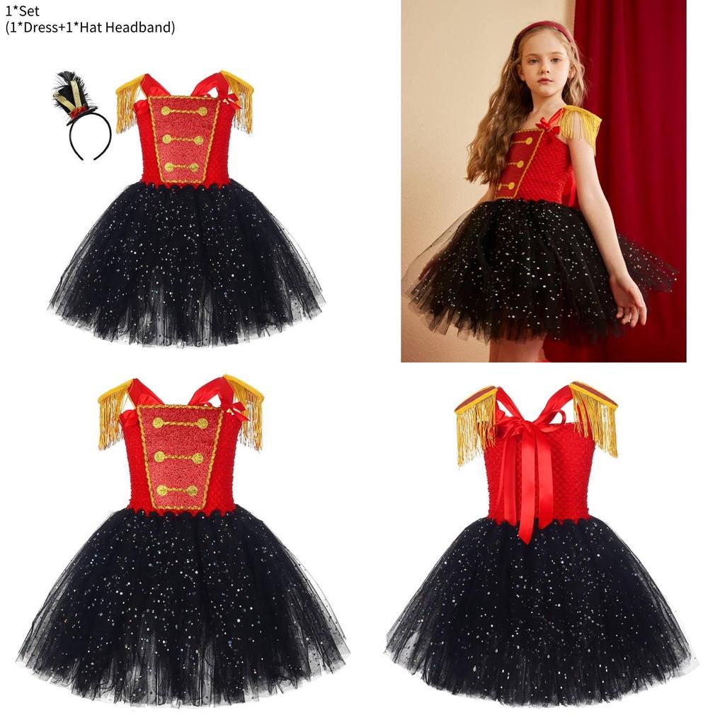 Elegant Nutcracker Dress With Sequin Accents Cosplay Outfit For Girls On Halloween