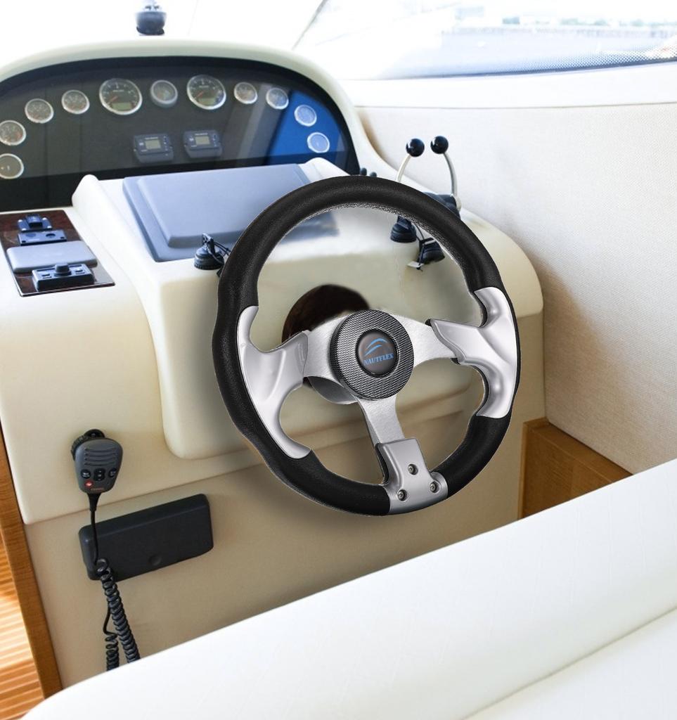 Alloy Boat Steering Wheel Reusable Detachable 3 Spokes Outdoor Kayak Helm Rudder Hardware Accessories with Center Cap