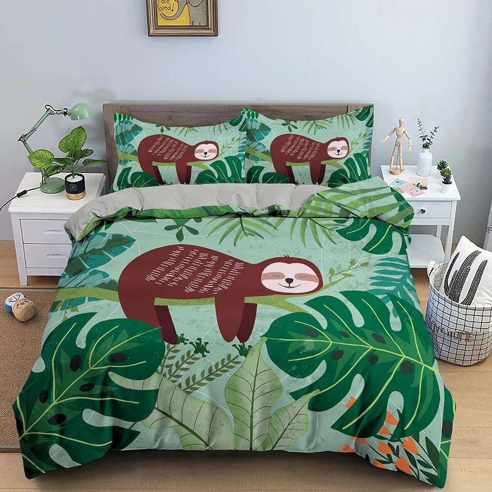 

Tree Sloths Duvet Cover With Pillowcase For Kids Cute Animals Pattern Children Bedroom Quilt Covers Bedding Sets US/AU/EU Size EU single(135x200cm)