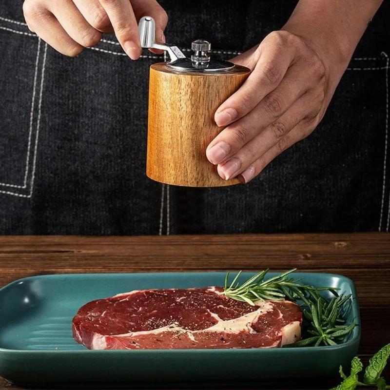 Pepper Mill Set, Manual Pepper Mills, Classical Hand Shake Wooden Pepper Grinder Set or Salt Grinder,Enjoy Fresh Ground Spices