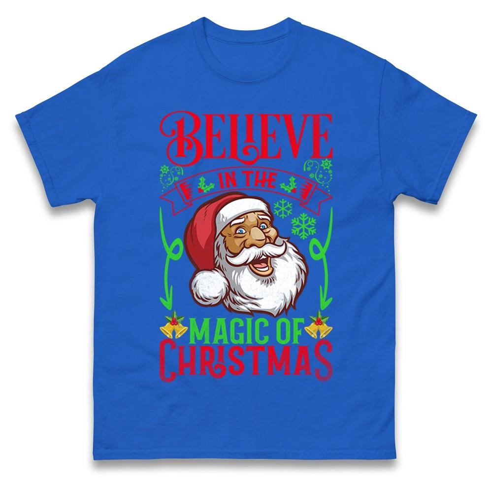 Believe In The Magic Of Christmas T Shirt Ugly Jumper Style Tee Top Xmas Gift