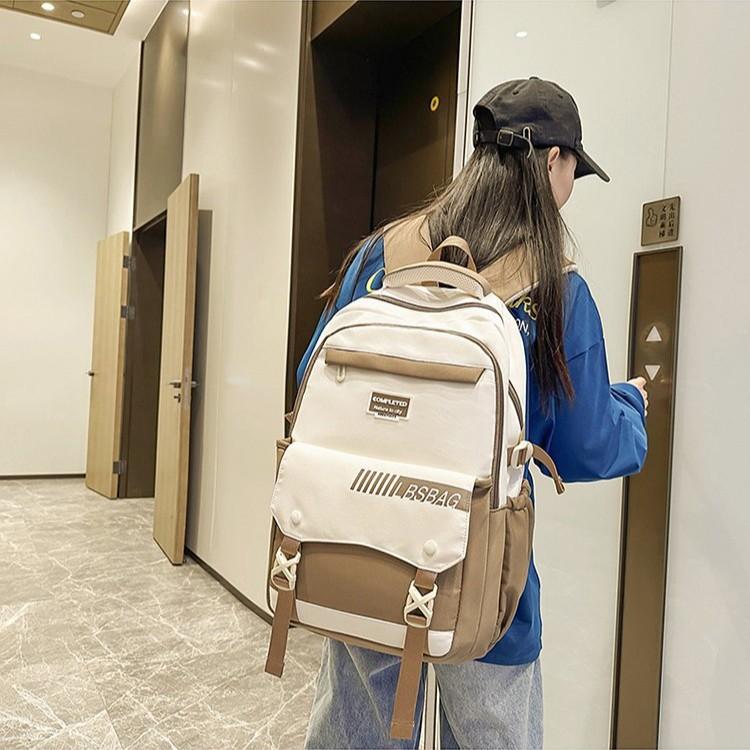 Schoolbag Korean Version Large-capacity Campus Simple Contrasting Color Versatile Schoolbag College Student Junior High School Student Backpack