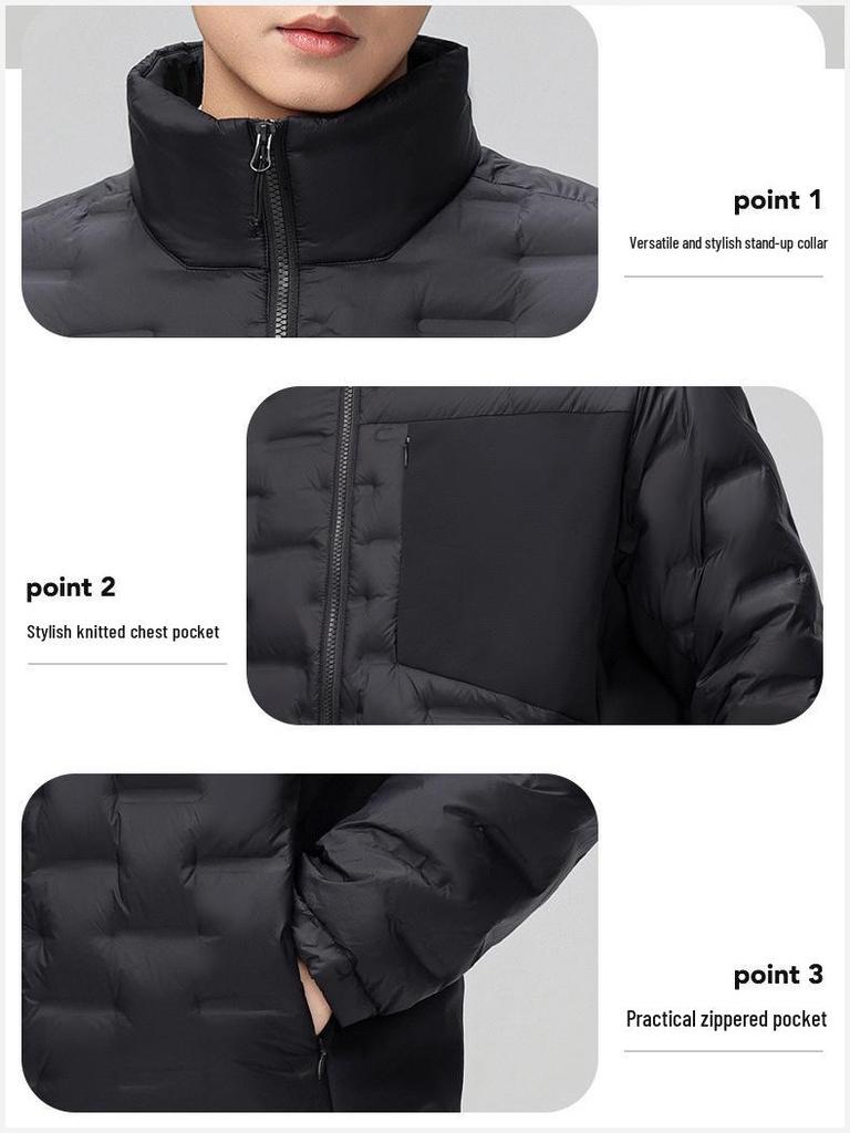 Lightweight Stand Collar Down Jacket - 90% Duck Down, Windproof, Warm Winter Coat with Custom Logo