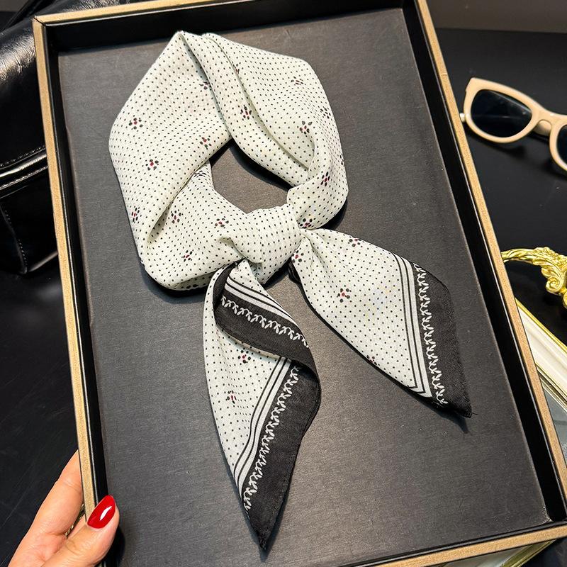 New fashion sunscreen silk scarf versatile high-end light luxury small square scarf spring and autumn, women's scarf headgear hair accessories