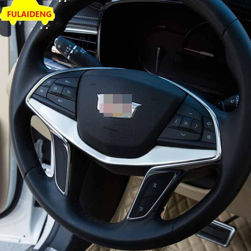 1P For Cadillac XT5 2016-2021 Silver Interior Steering Wheel Moulding Cover Trim