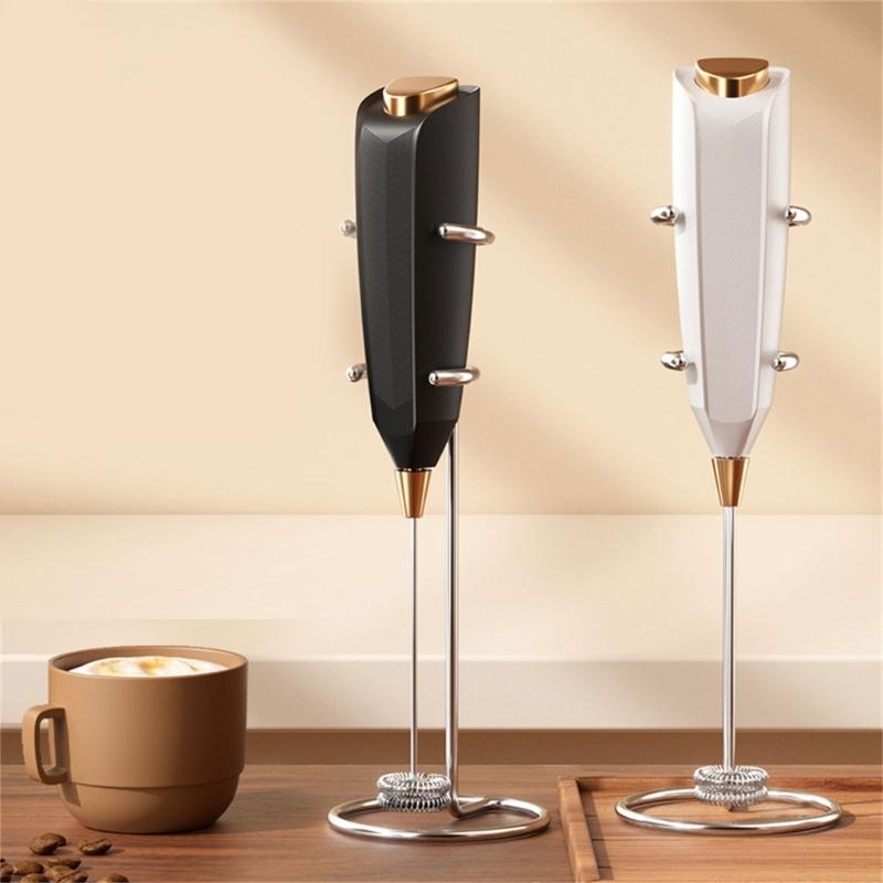 Stainless Steel Milk Frothing Wand with Detachable Whisk Heads Automatic Stirring Function Suitable for Coffee Eggs