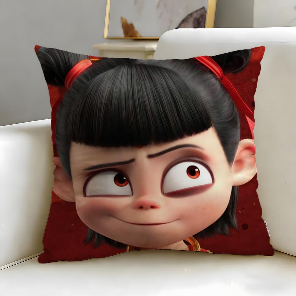 classic animated character Nezha Cushion Cover Soft & Easy-Wash Pillow Case – Versatile for Couch, Bed, Travel and Office