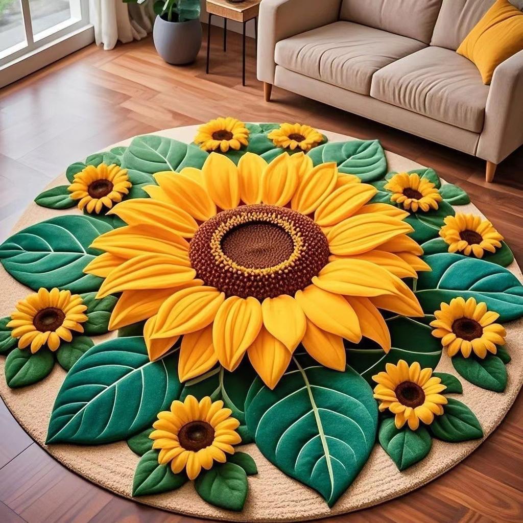3D Flower Crystal Velvet Floor Mat, Living Room Coffee Table Foot Mat, Cloakroom Premium Sense Floor Mat, Non-Slip And Cool Mat